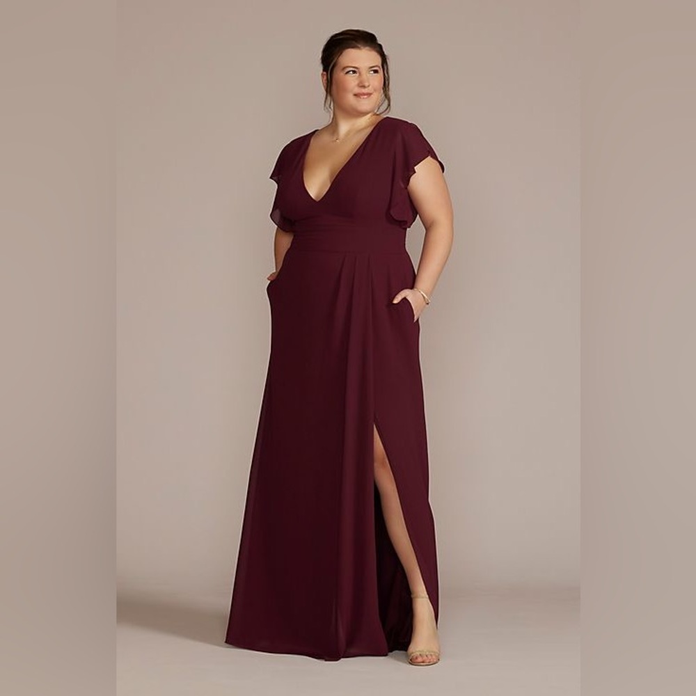 David’s Bridal Size 16 Black Bridesmaid dress with flutter sleeves